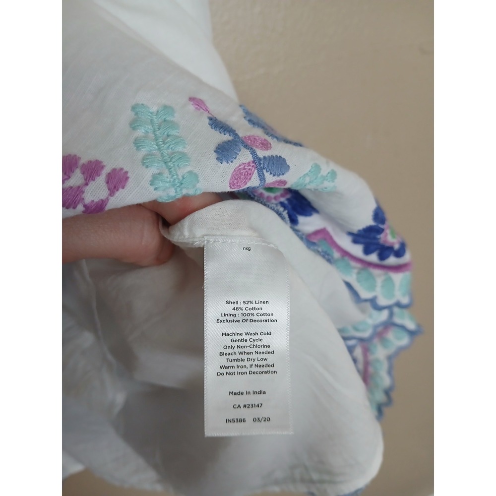 Talbots Dress 18w Petite Linen Embroidered Shift Resort Beach Cruise Bohemian - Picture 6 of 12